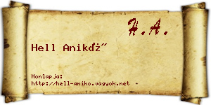 Hell Anikó névjegykártya